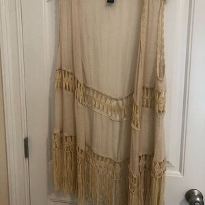 Antique white Boho style crocheted cover vest Size 2X